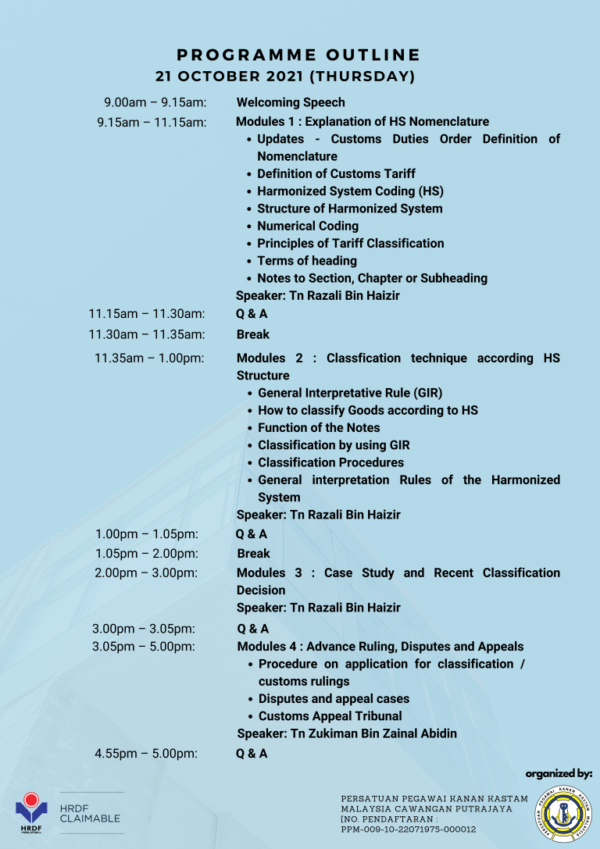 WEBINAR MALAYSIAN CUSTOMS CLASSIFICATION OF GOODS & HARMONIZED SYSTEM